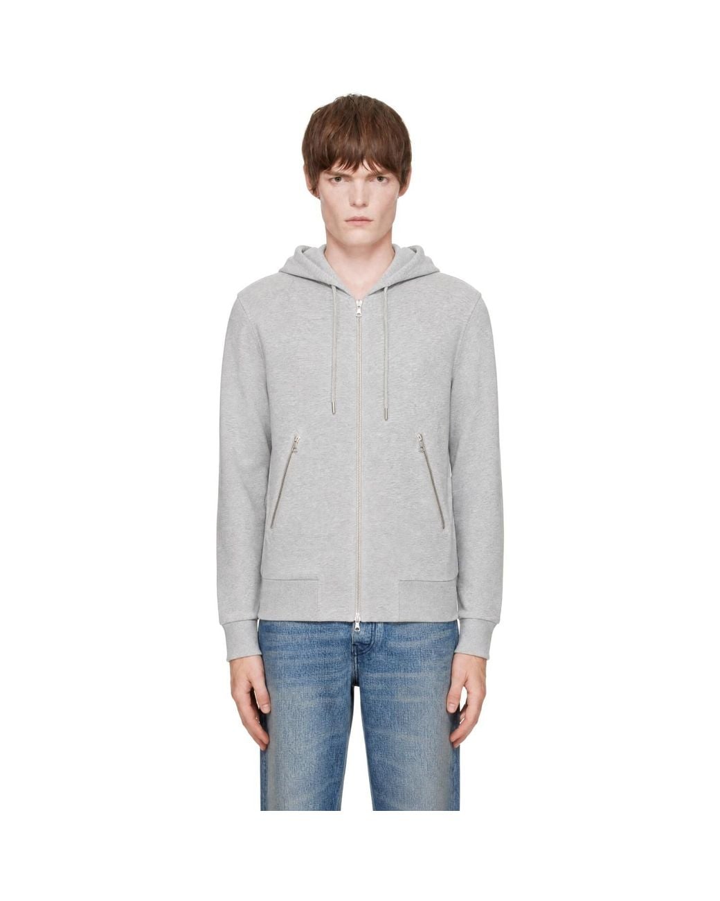 Dries Van Noten Gray Loose Zipped Hoodie for men