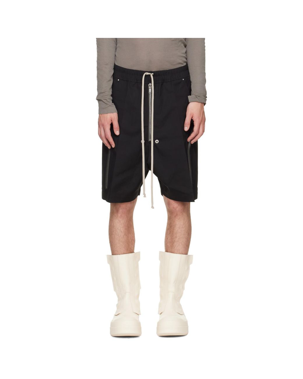 Rick Owens Black Tower Heizer Cargo Shorts for men