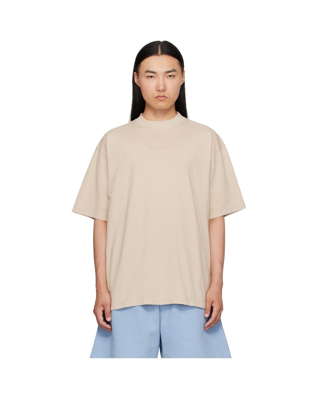 Balenciaga Natural Distressed T-shirt for men