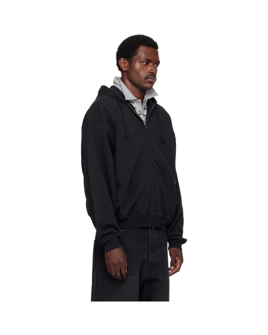 Vetements Black Classic Logo Zip-Up Hoodie for men