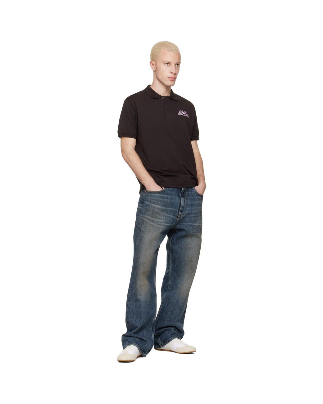 Lacoste Black Classic Fit Graphic Branding Polo for men