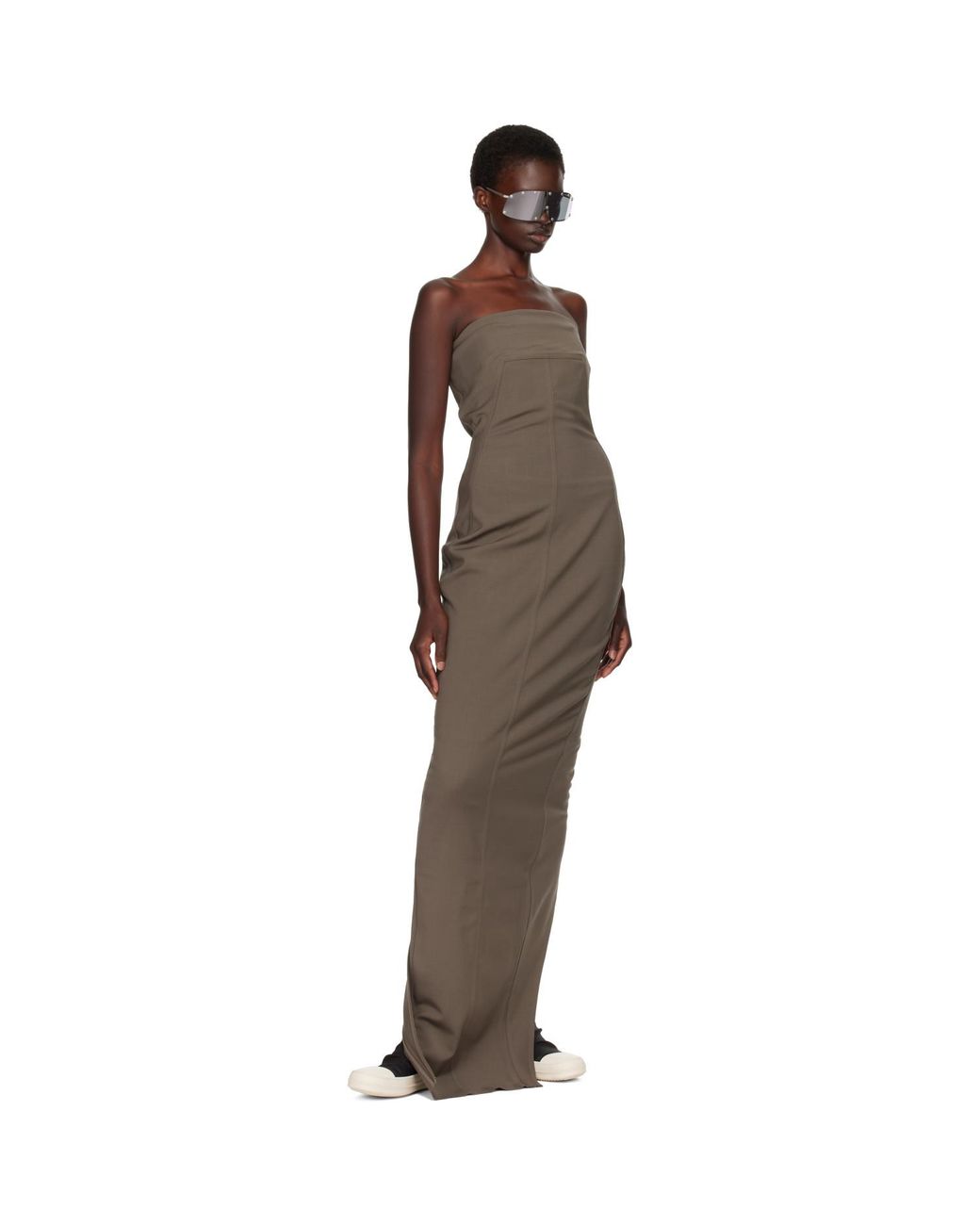 Rick Owens Brown Tower Bustier Maxi Dress