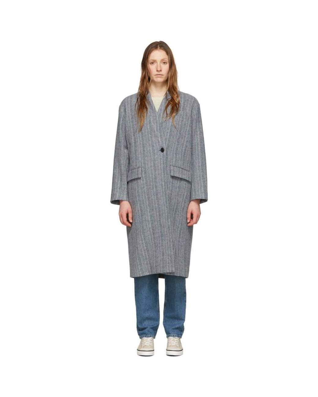 Étoile Isabel Marant Grey Wool Henlo Coat in Gray | Lyst