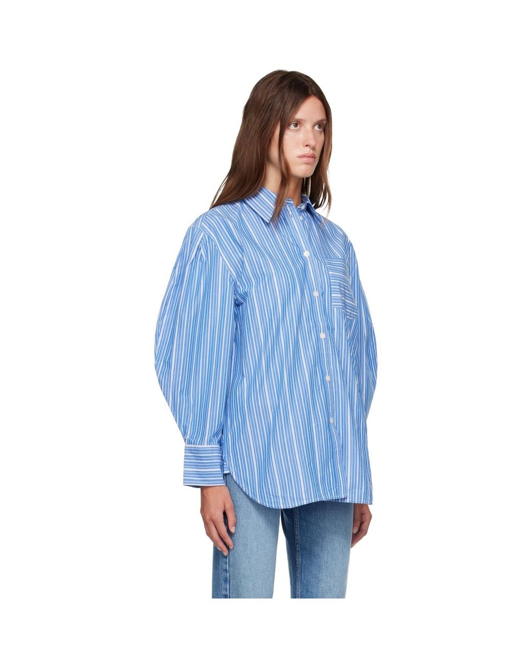 Ganni Blue Striped Cotton Shirt