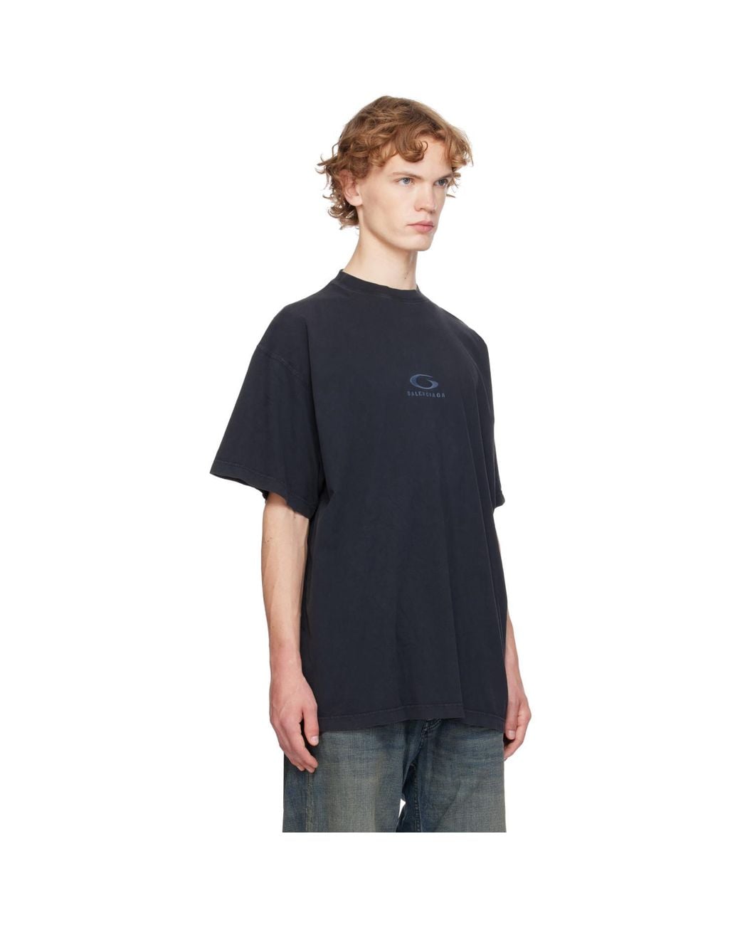 Balenciaga Blue Loop Sports Icon Oversized T-Shirt for men