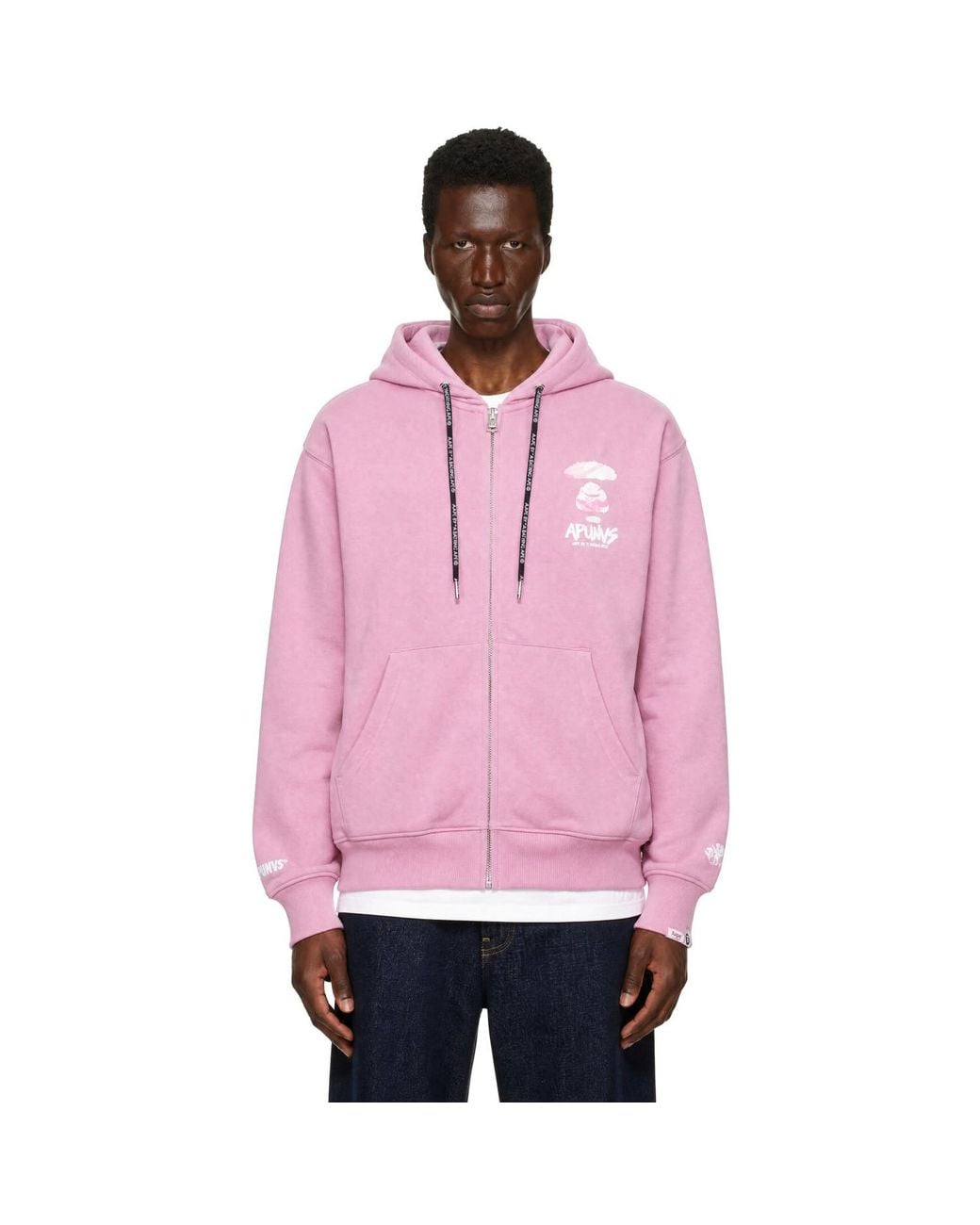 Aape By A Bathing Ape Pink 'Aape' Basic Zip Up Hoodie for men