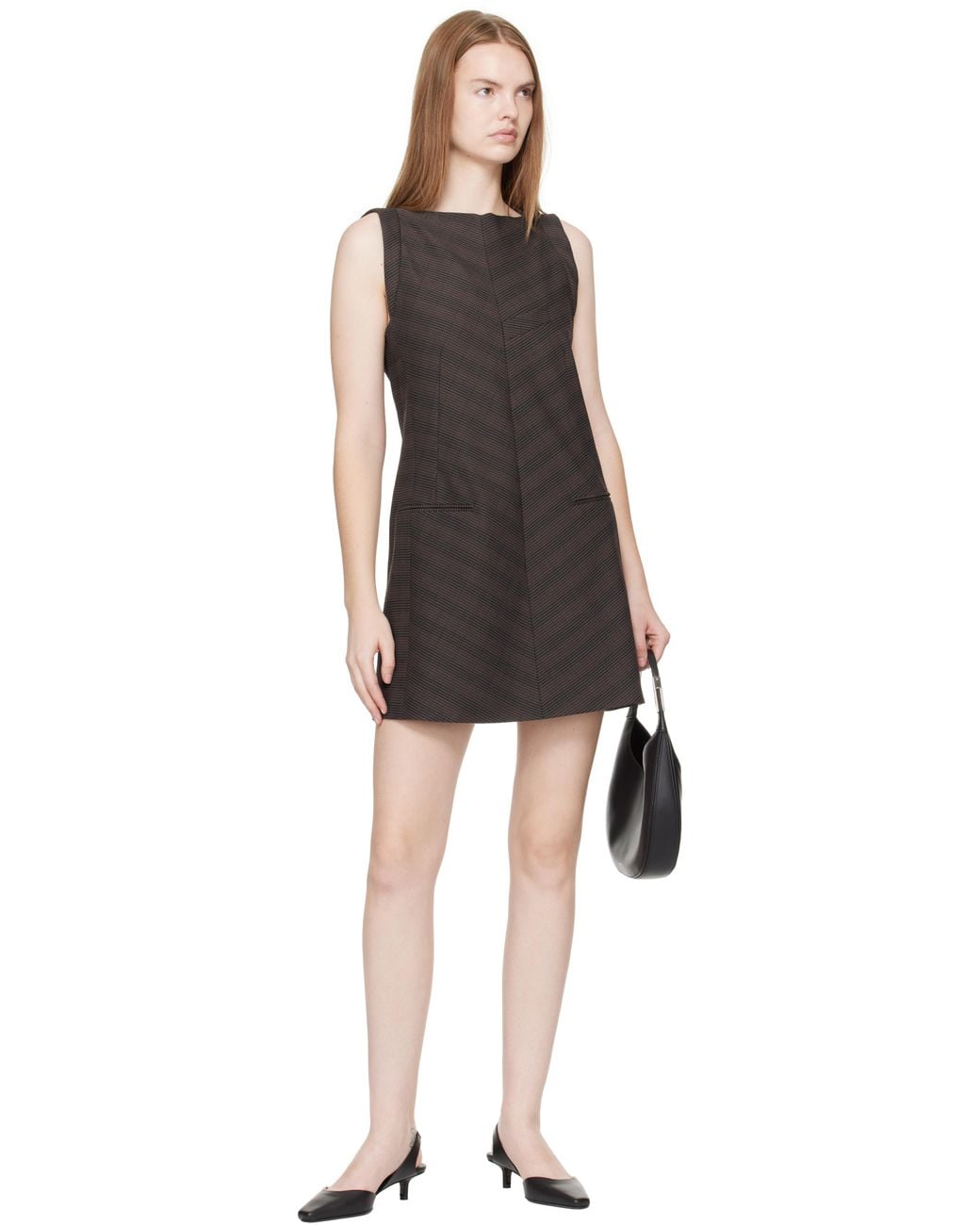 Loulou de Saison Black Akila Lds Leather Slingback Heels