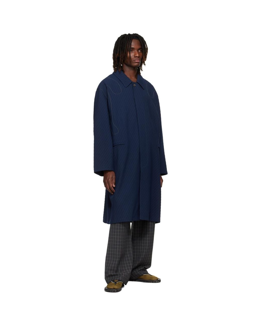 Kiko Kostadinov Blue Euri K-Shoulder Coat for men