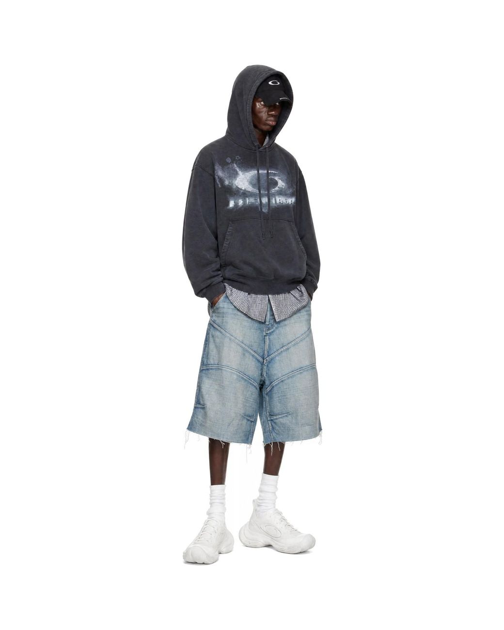 Balenciaga Blue Knee Dart Denim Shorts for men