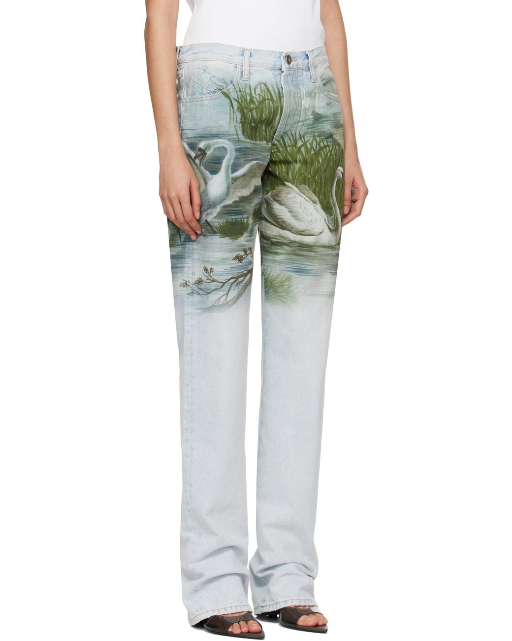 【関税込み】The Attico ブルー Swan Print ジーンズ Swan Jeans Sky Blue | SHOP BAZAAR