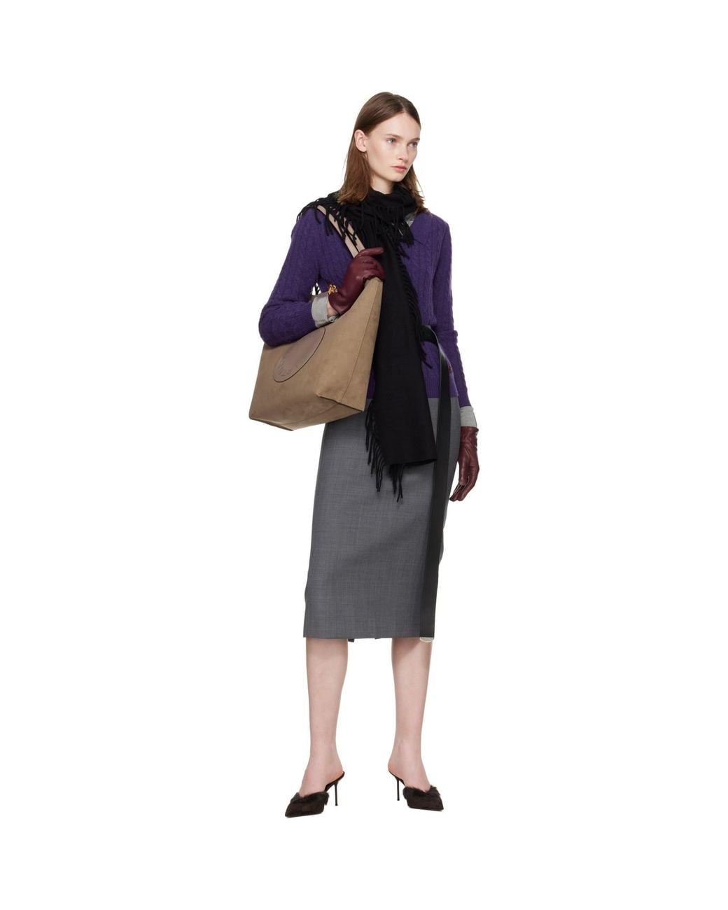 Stella McCartney Brown Khaki Logo Reversible Tote