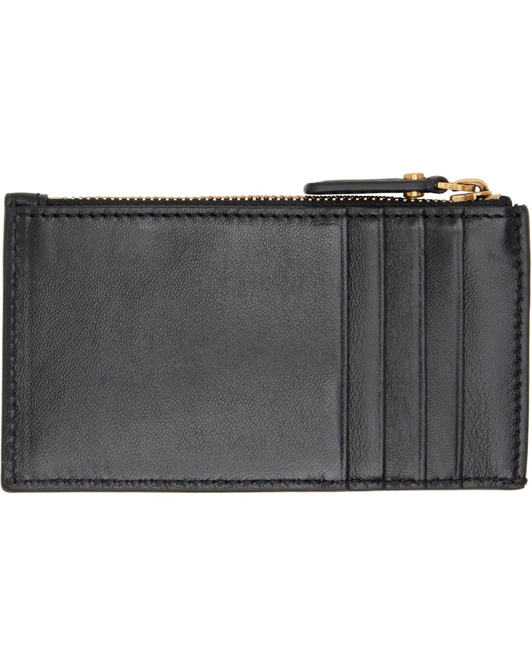 Versace Black Emblème Leather Zip Card Holder