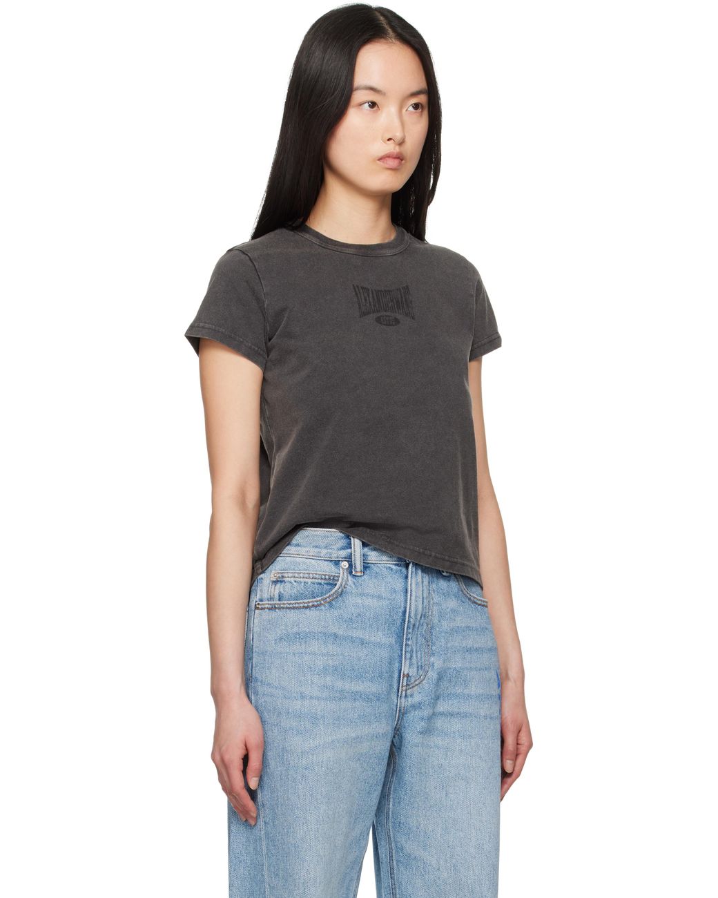 AlexanderWang ブラック ディストレス Tシャツ Alexander Wangのブラック ディストレス ロゴ Tシャツがセール中