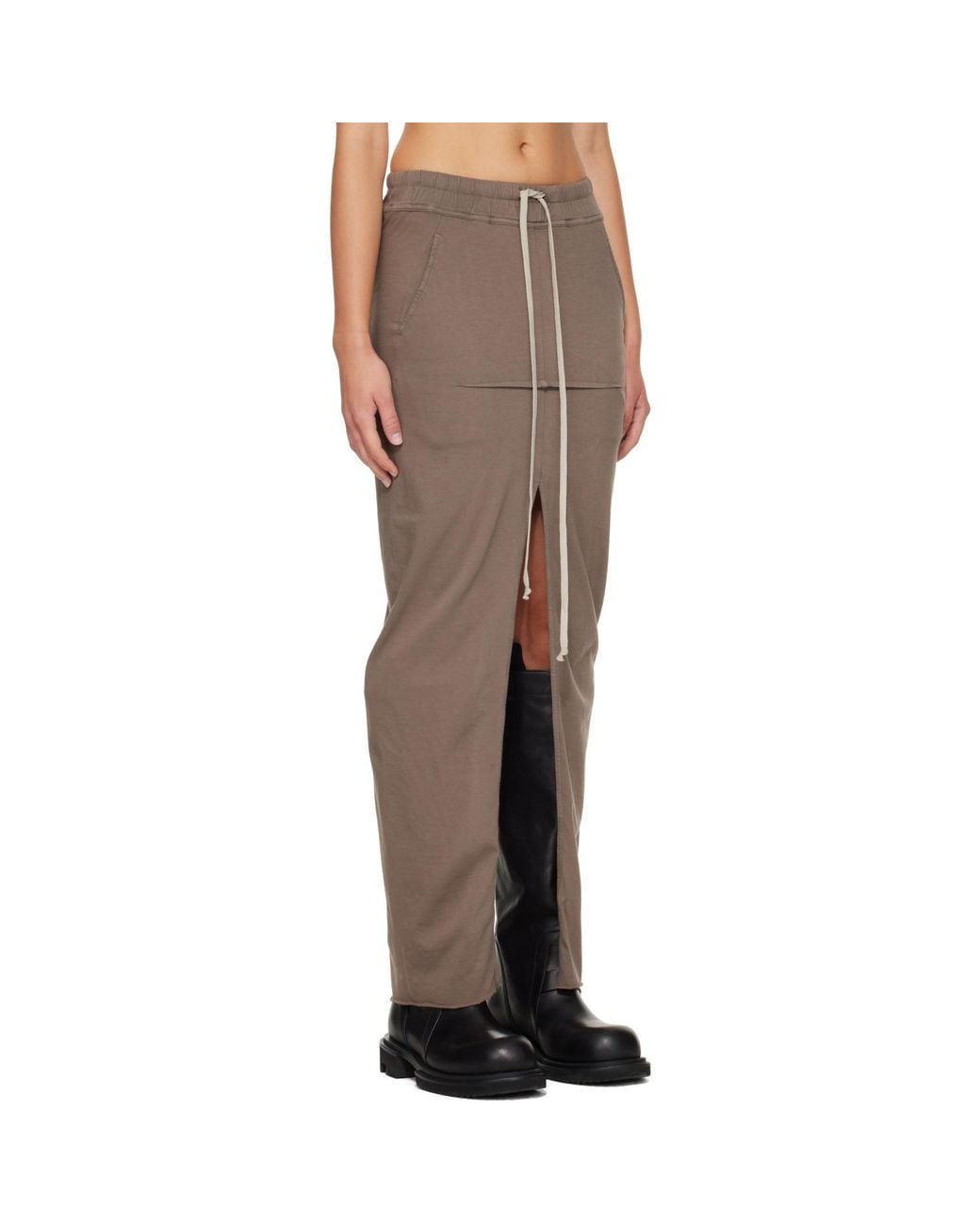 Rick Owens Brown Tower Pull On Sliced Pillar Maxi Skirt