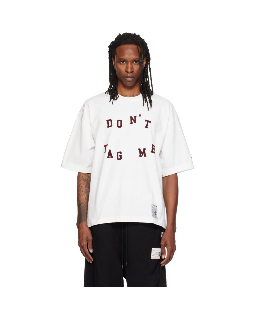 Maison Mihara Yasuhiro White 'Don'T Tag Me' Flocky Print T-Shirt for men