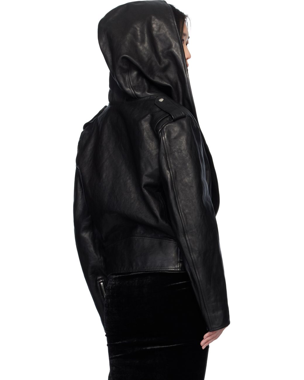 Alaïa Hooded Biker Leather Jacket in Black | Lyst UK