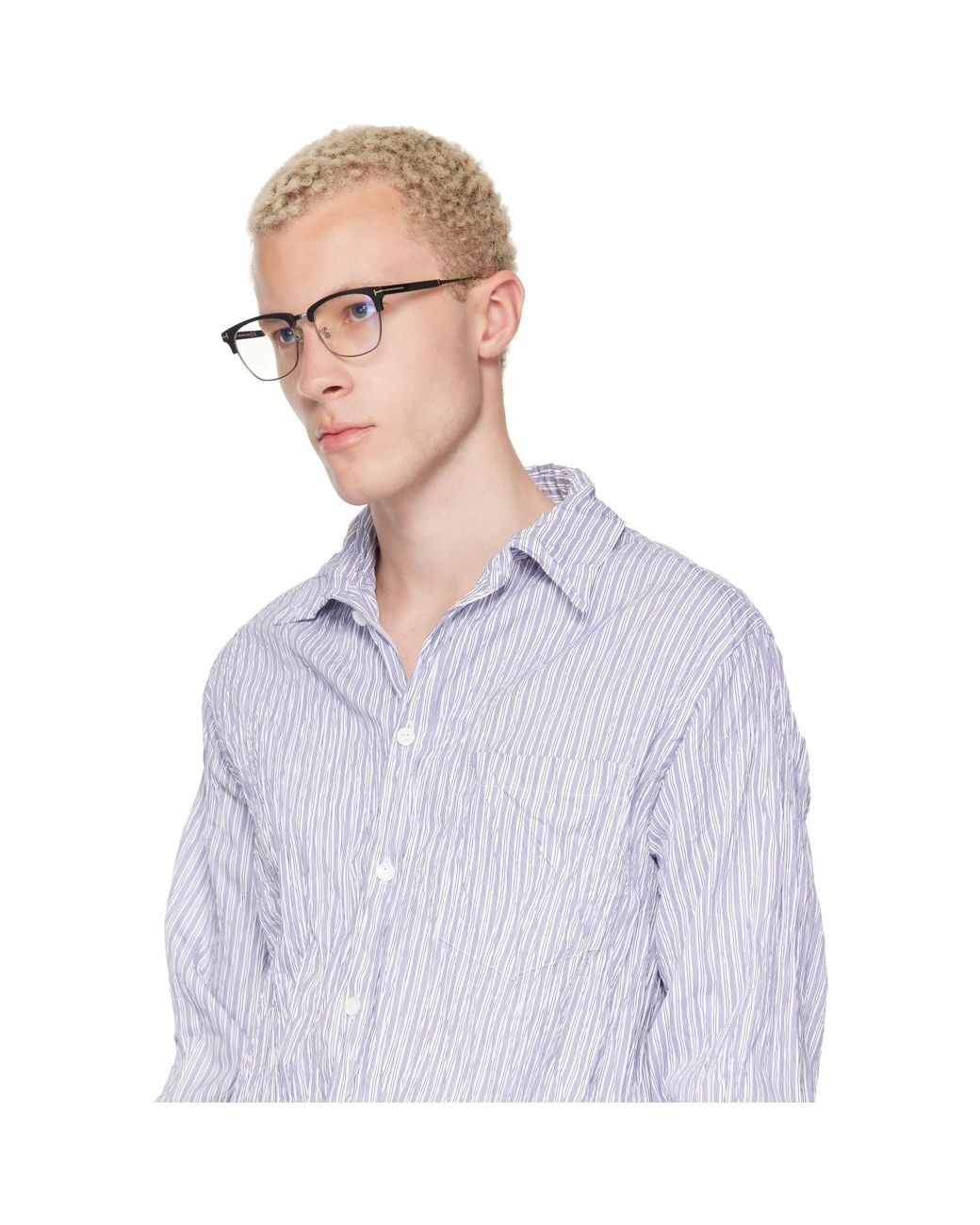 Tom Ford Metallic Block Browline Light Optical Glasses for men
