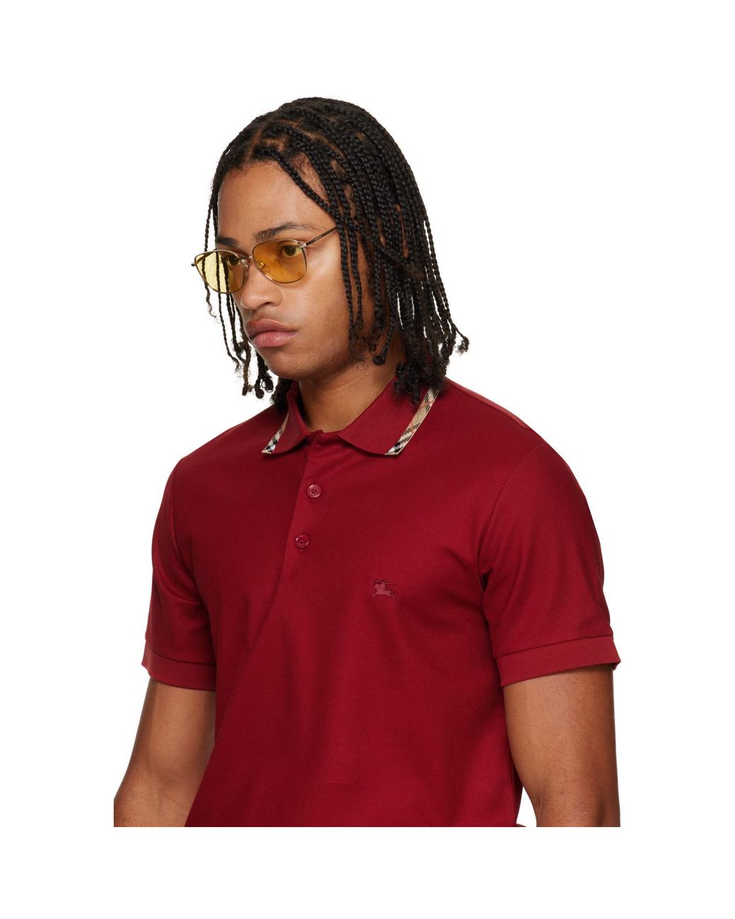 Burberry Brown Metal Check Square Sunglasses for men