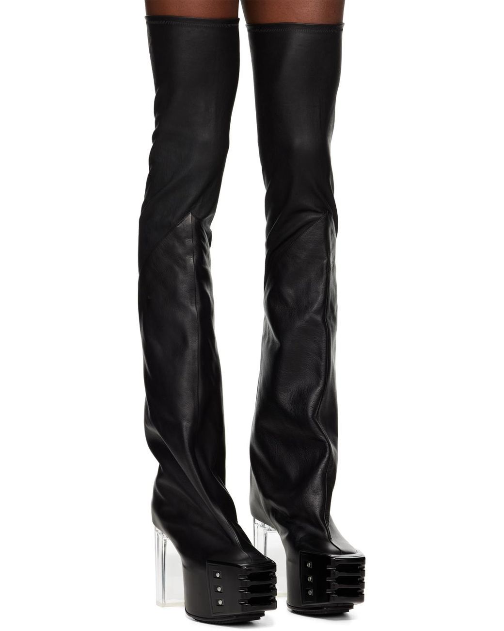 【正規品】Rick Owens ブラック Porterville Flared Kiss ブーツ Rick Owens Black Porterville Flared Kiss Boots Rick Owens
