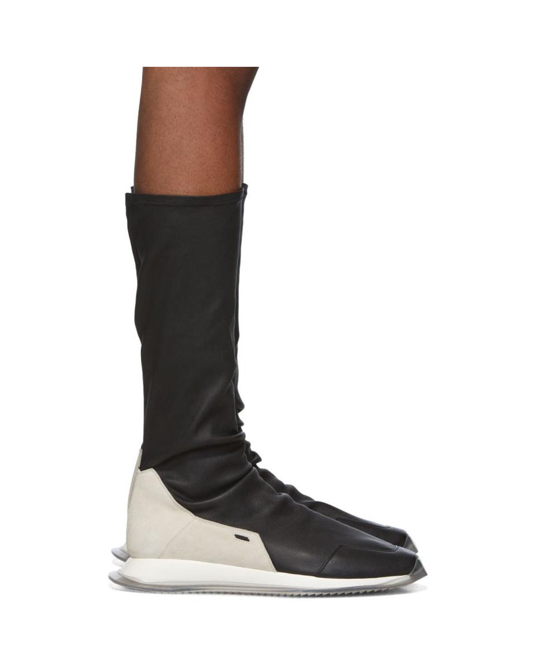 Rick Owens Black Oblique Stretch Sock Runner Sneakers for Men 