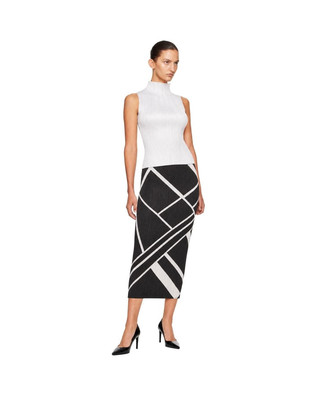 Pleats Please Issey Miyake White Basics Turtleneck Top