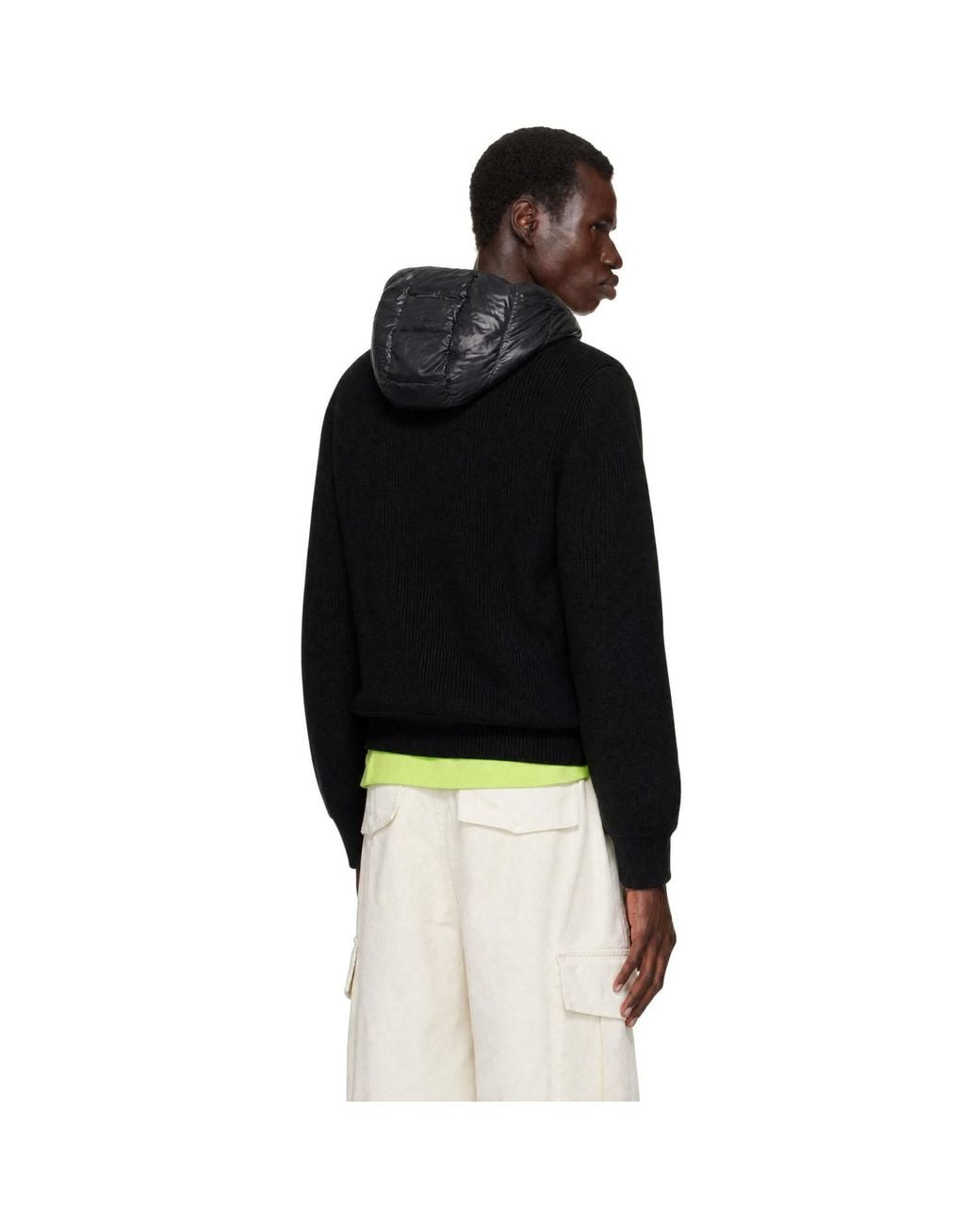 Moncler Black Padded Wool Zip-Up Jacket for men