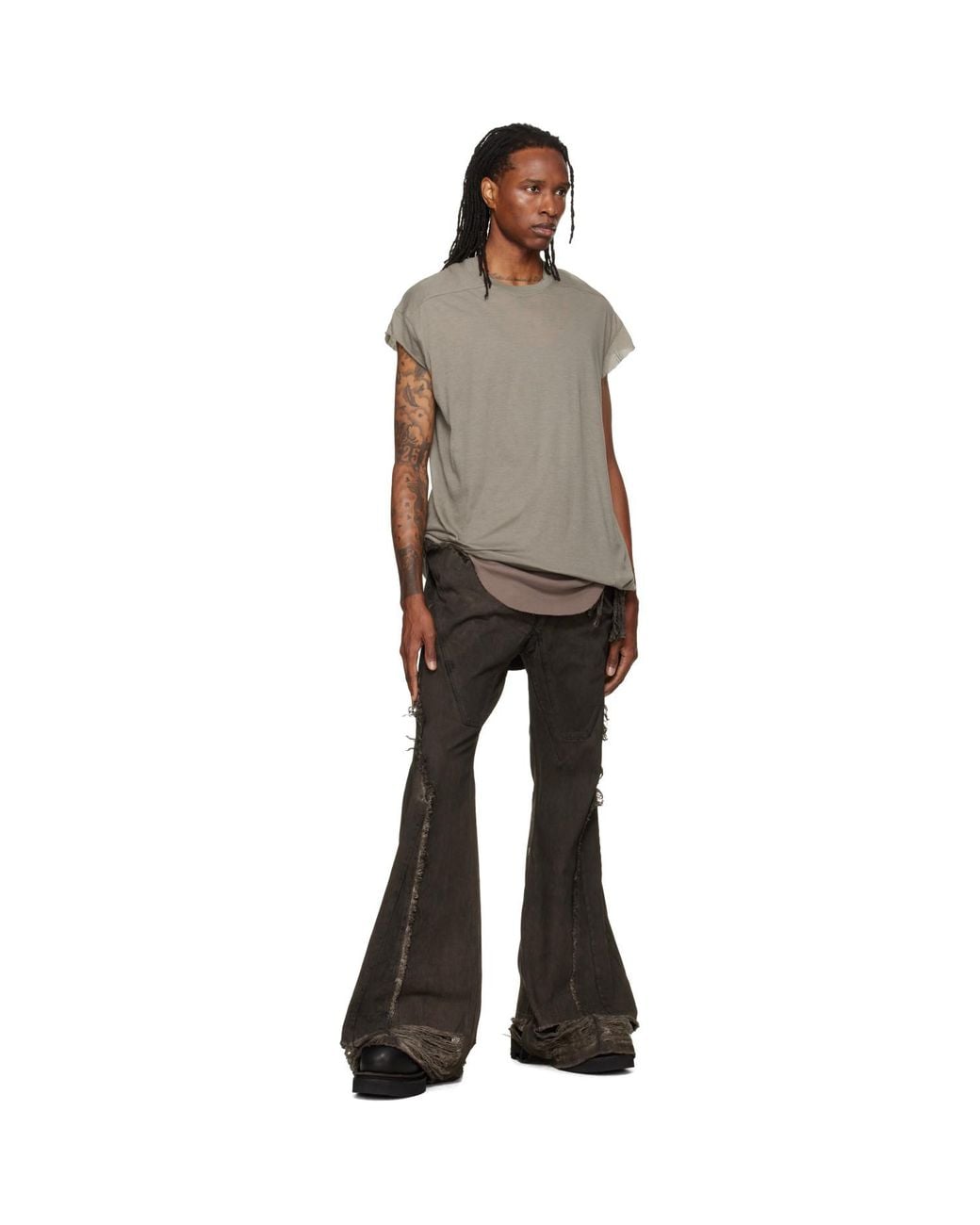 Rick Owens Black Tower Slivered Bootcut Jeans for men