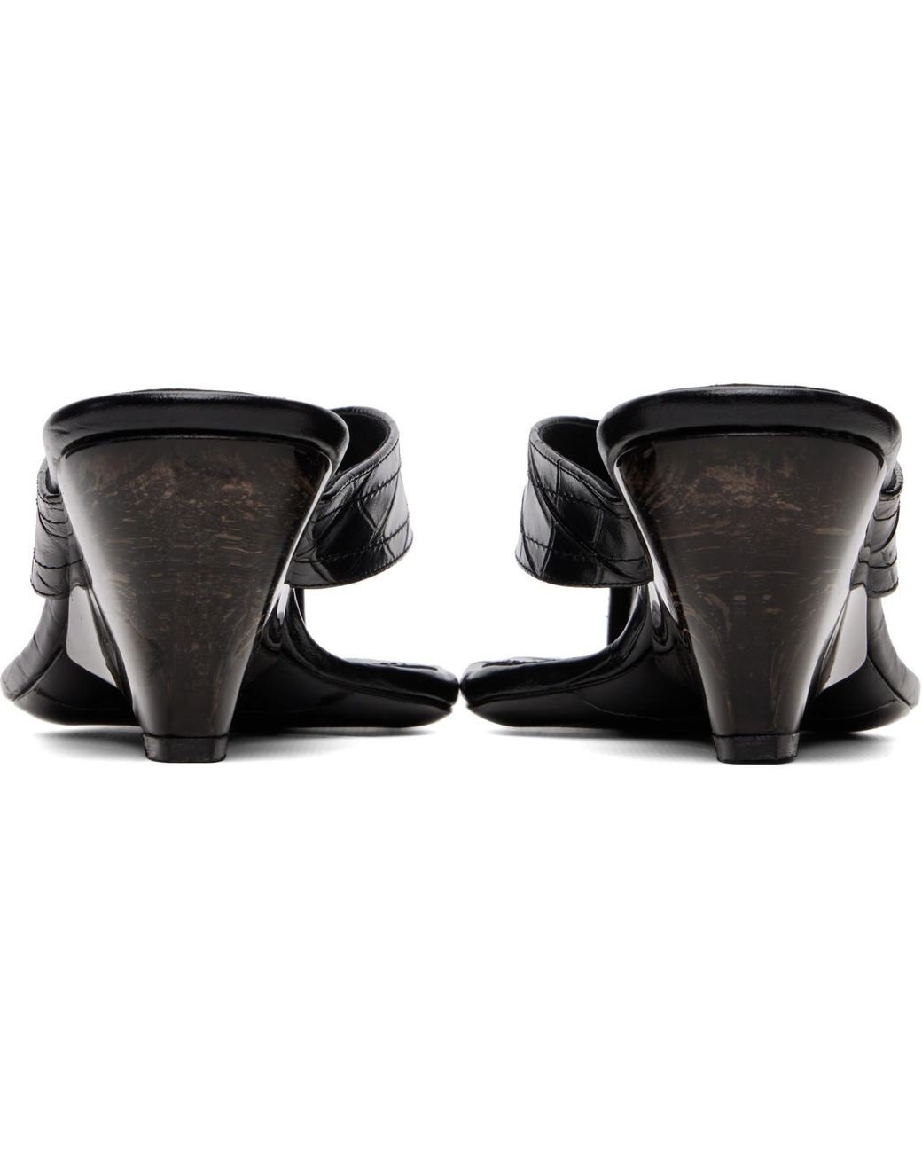 Coperni Black Croco Lift Flip Flops Heeled Sandals