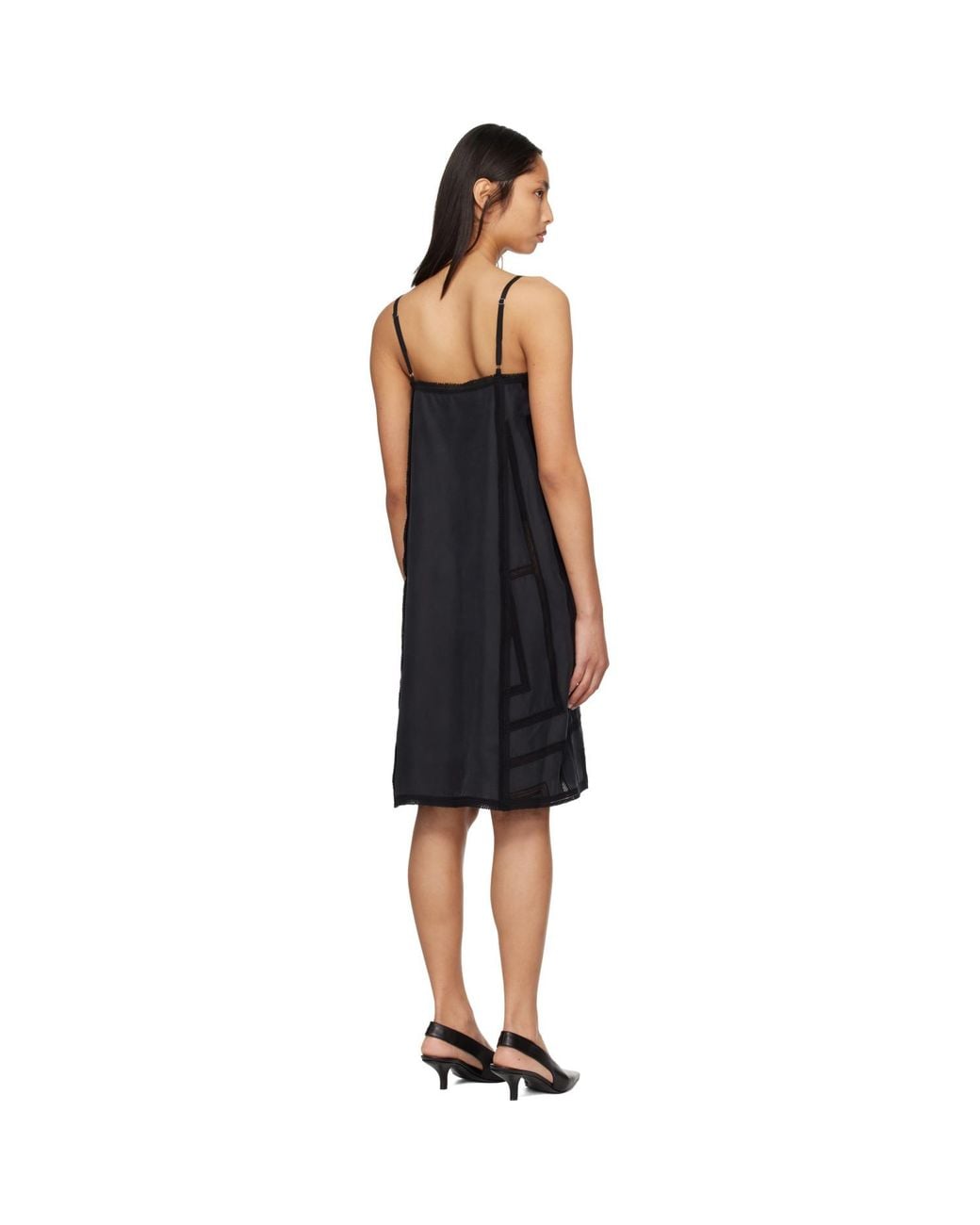 Totême Black Monogram Silk Midi Dress