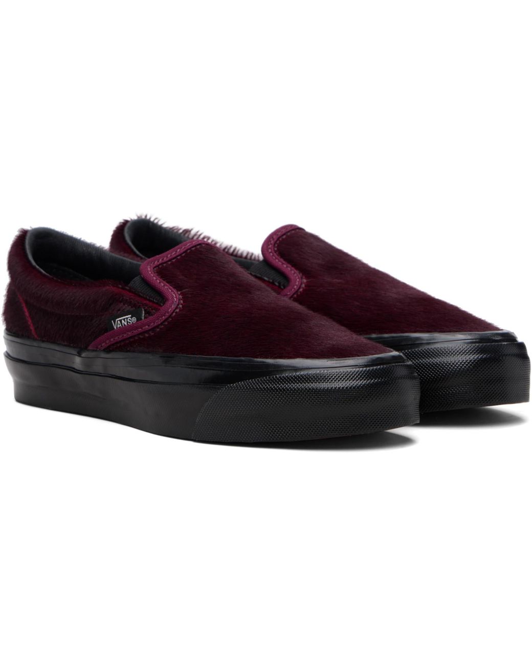 Vans Black Burgundy Premium Classic Slip-On Sneakers