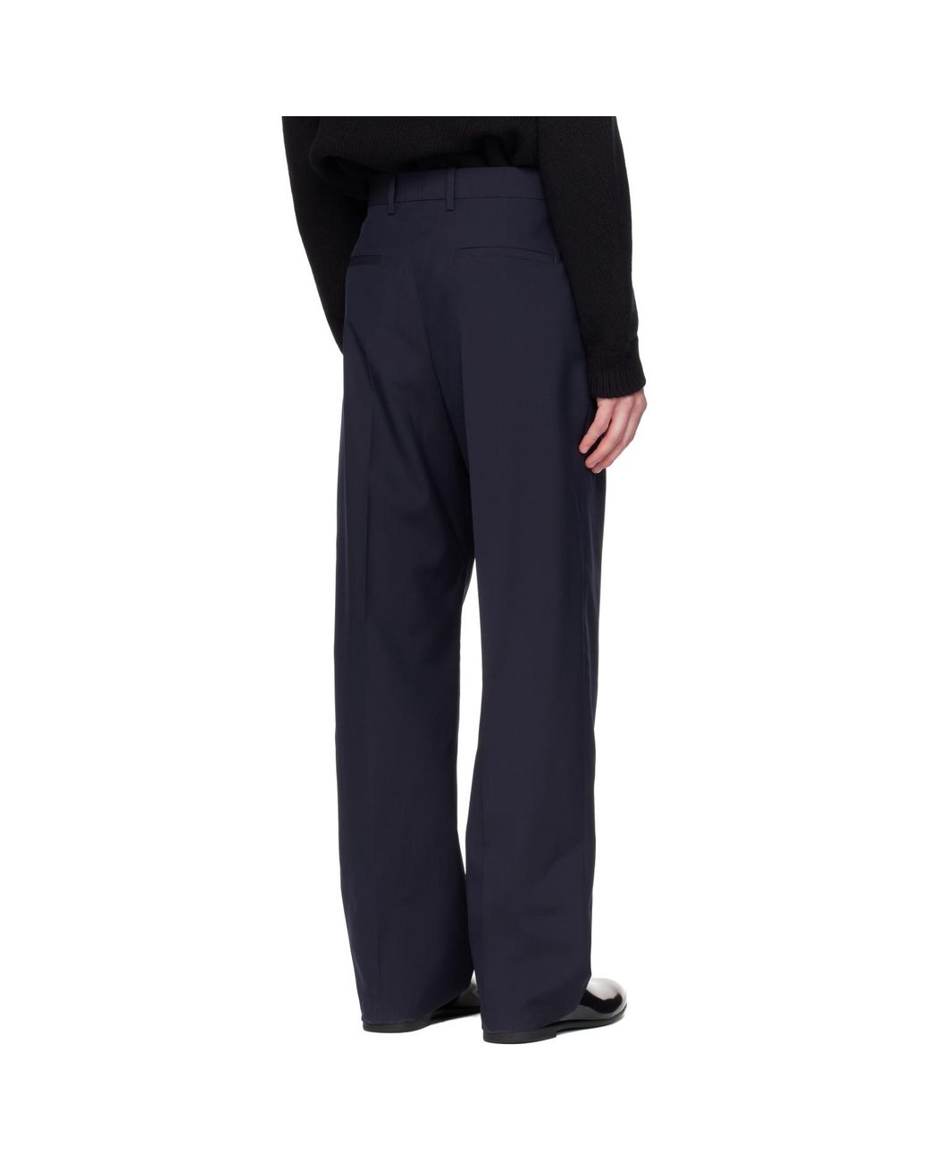 Jil Sander Blue Wool Poplin Trousers for men