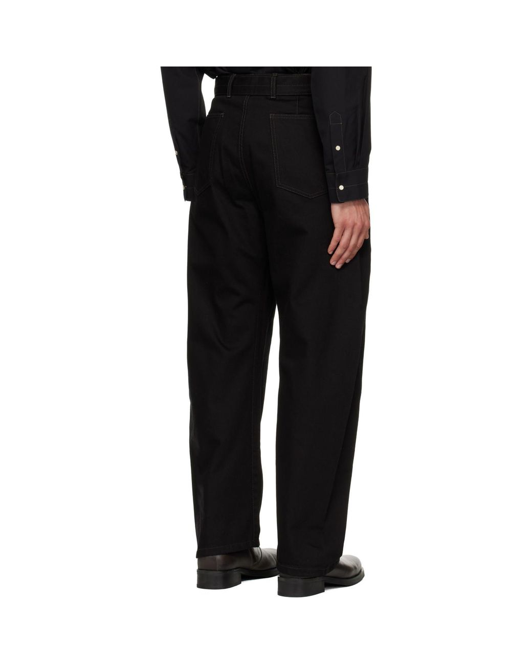 Lemaire Black Twisted Belted Jeans for men