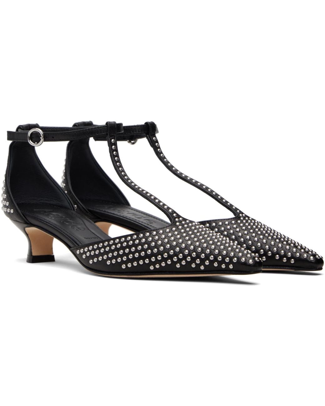 Aeyde Black Liz Mini Stud Leather Heels
