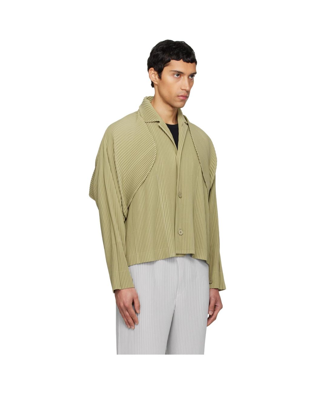 Homme Plissé Issey Miyake Green 'Cover And Fold' Jacket for men