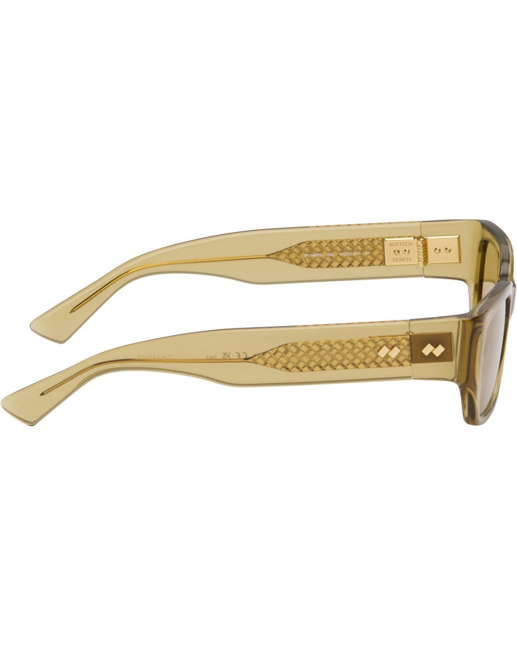 Bottega Veneta Black Intrecciato Square Sunglasses for men