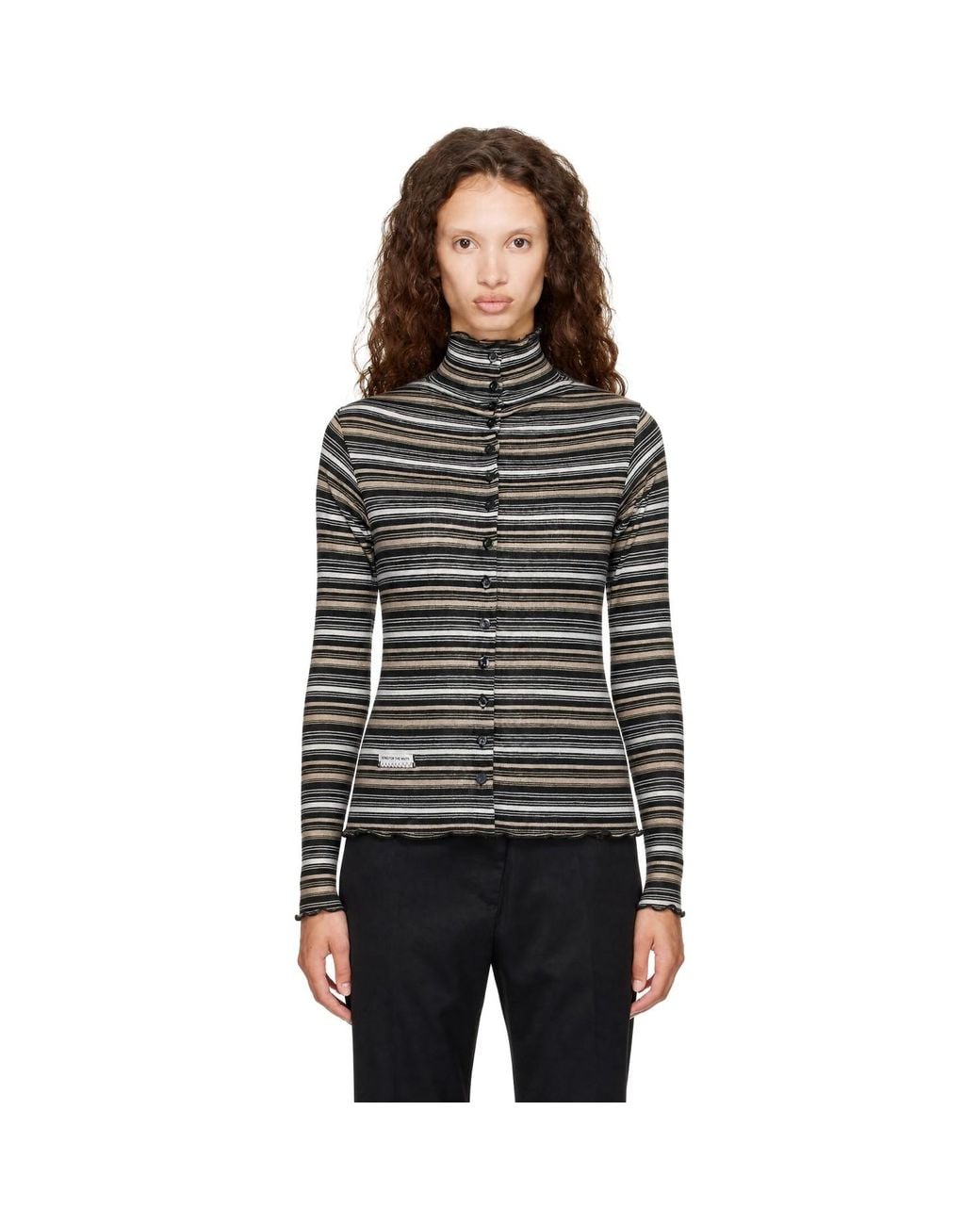Song For The Mute Black Multi Stripe Knit Cardigan