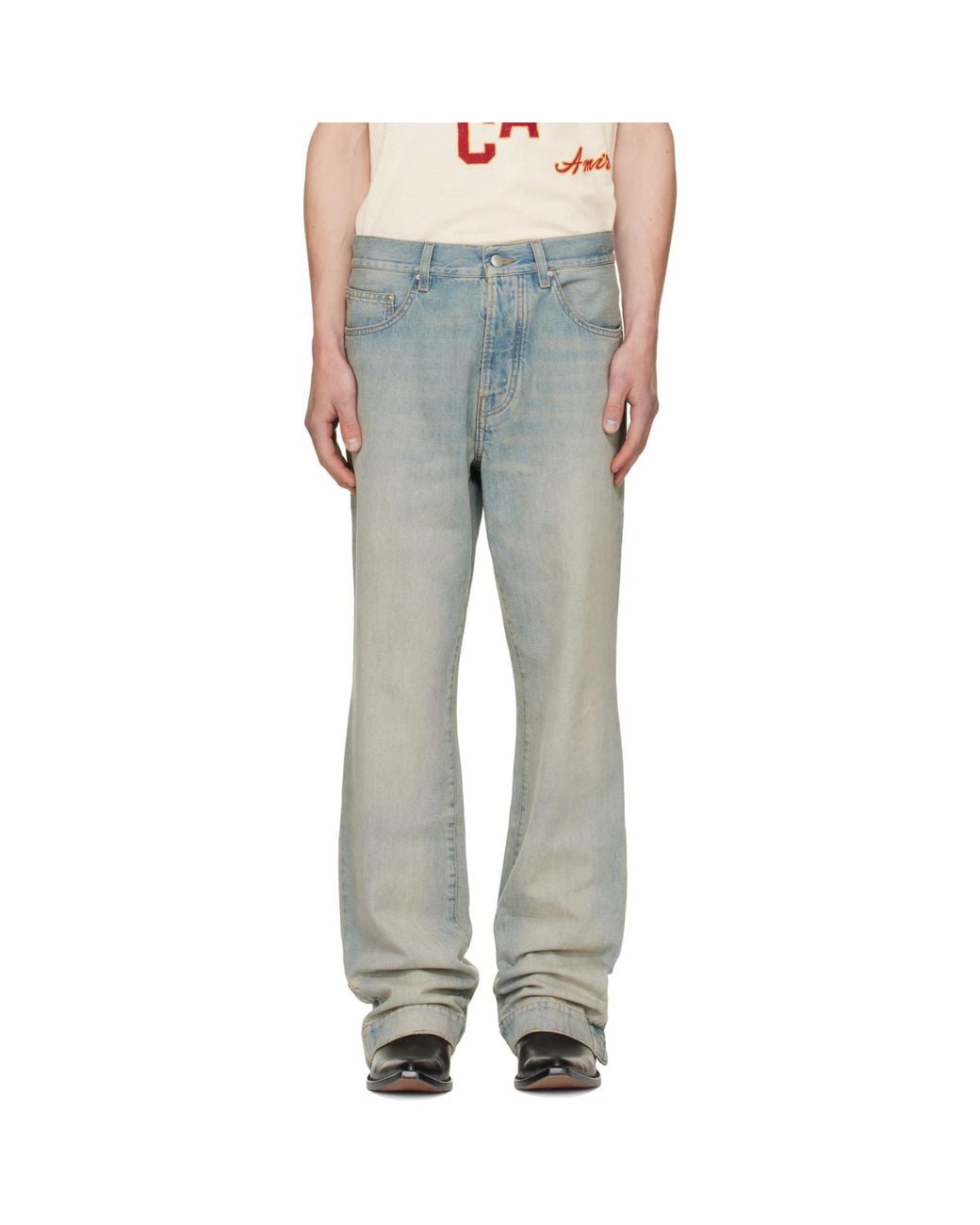 Amiri Gray Straight Flare Jeans for men