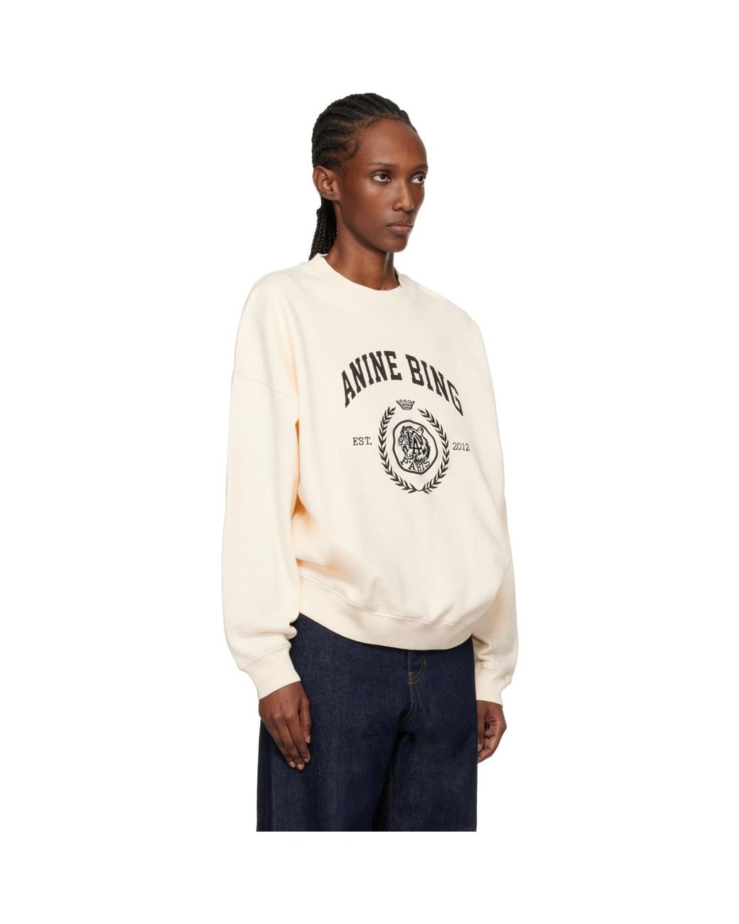 Anine Bing White Off- Miles Collegiate Sweatshirt