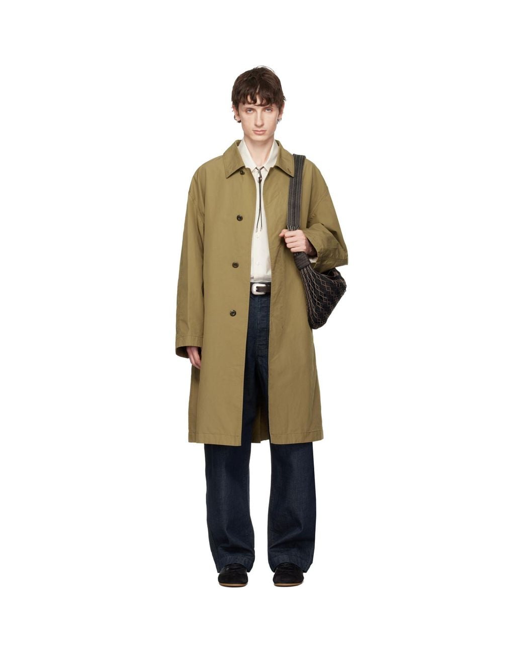 Lemaire Black Tan Ventile Cotton Car Coat for men