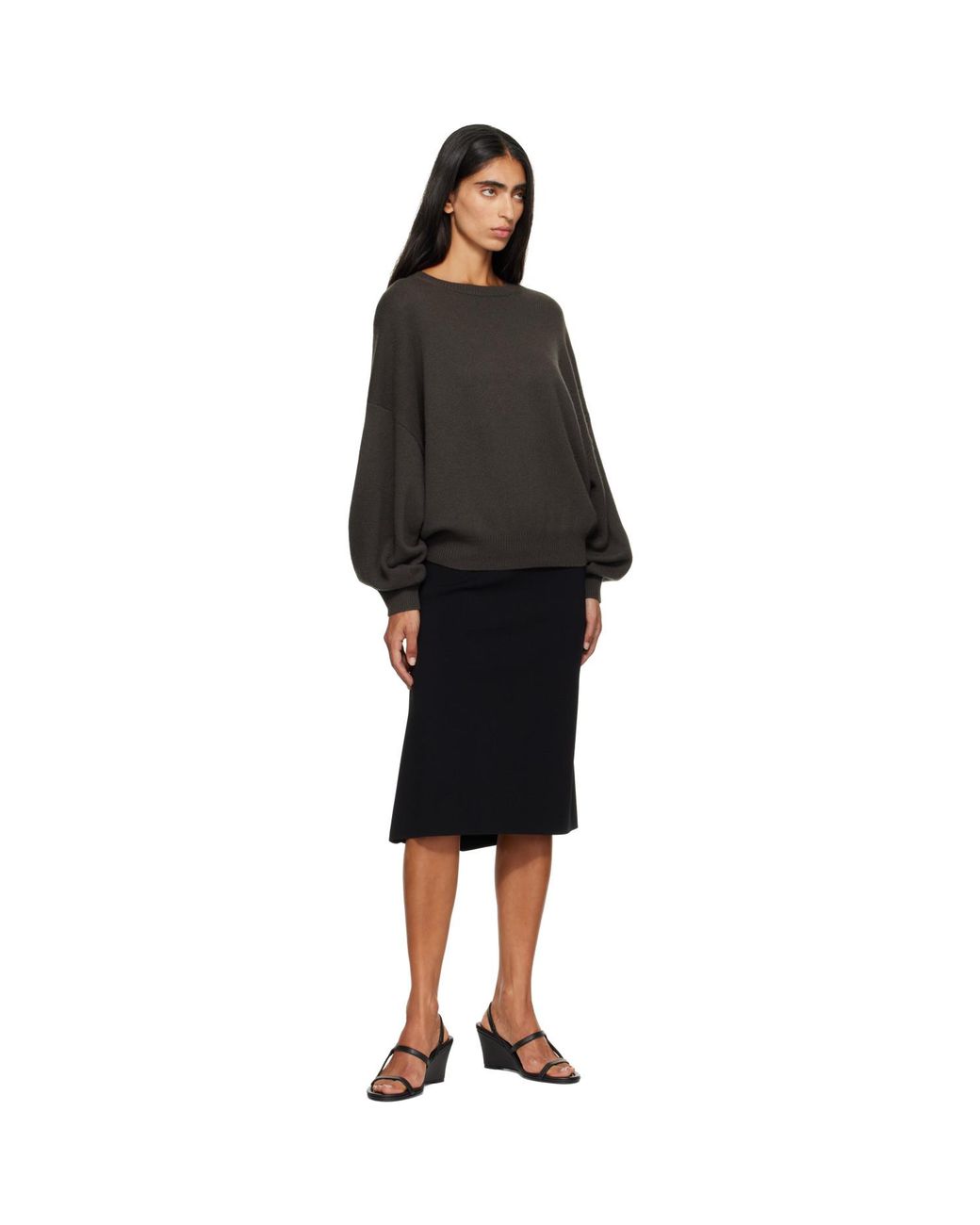 Lisa Yang Black Khaki Veira Sweater