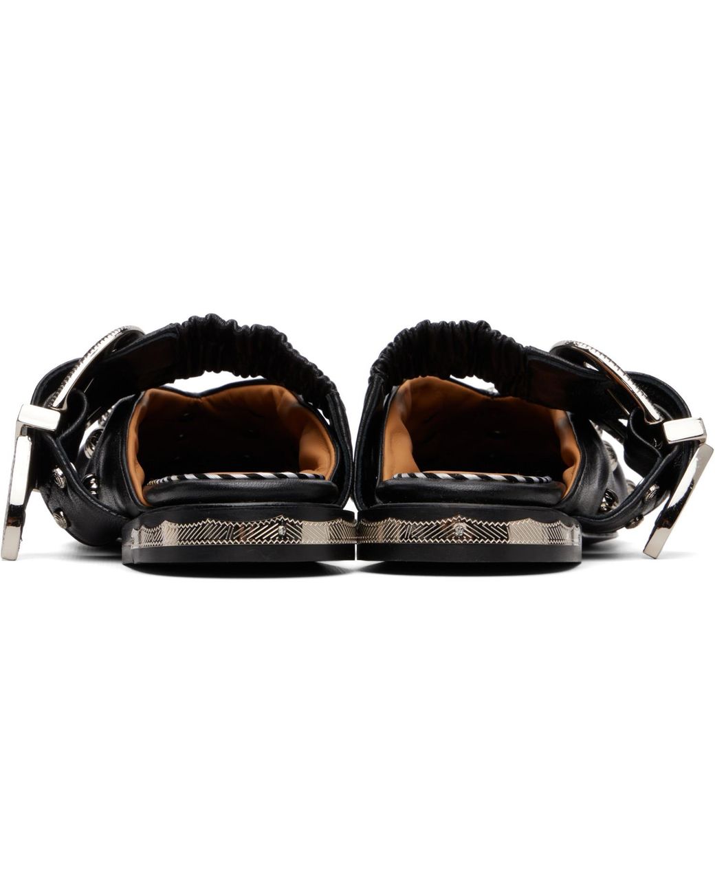 Toga Black Studded Leather Flats