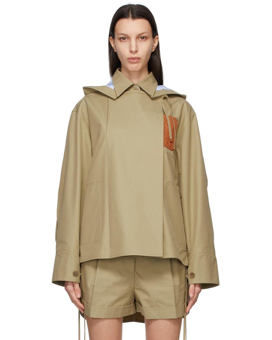 Loewe Cotton Beige Military Hooded Jacket in Natural - Lyst