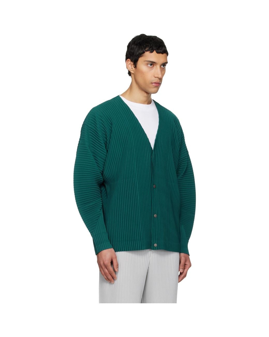 Homme Plissé Issey Miyake Green Color Pleats 1 Cardigan for men