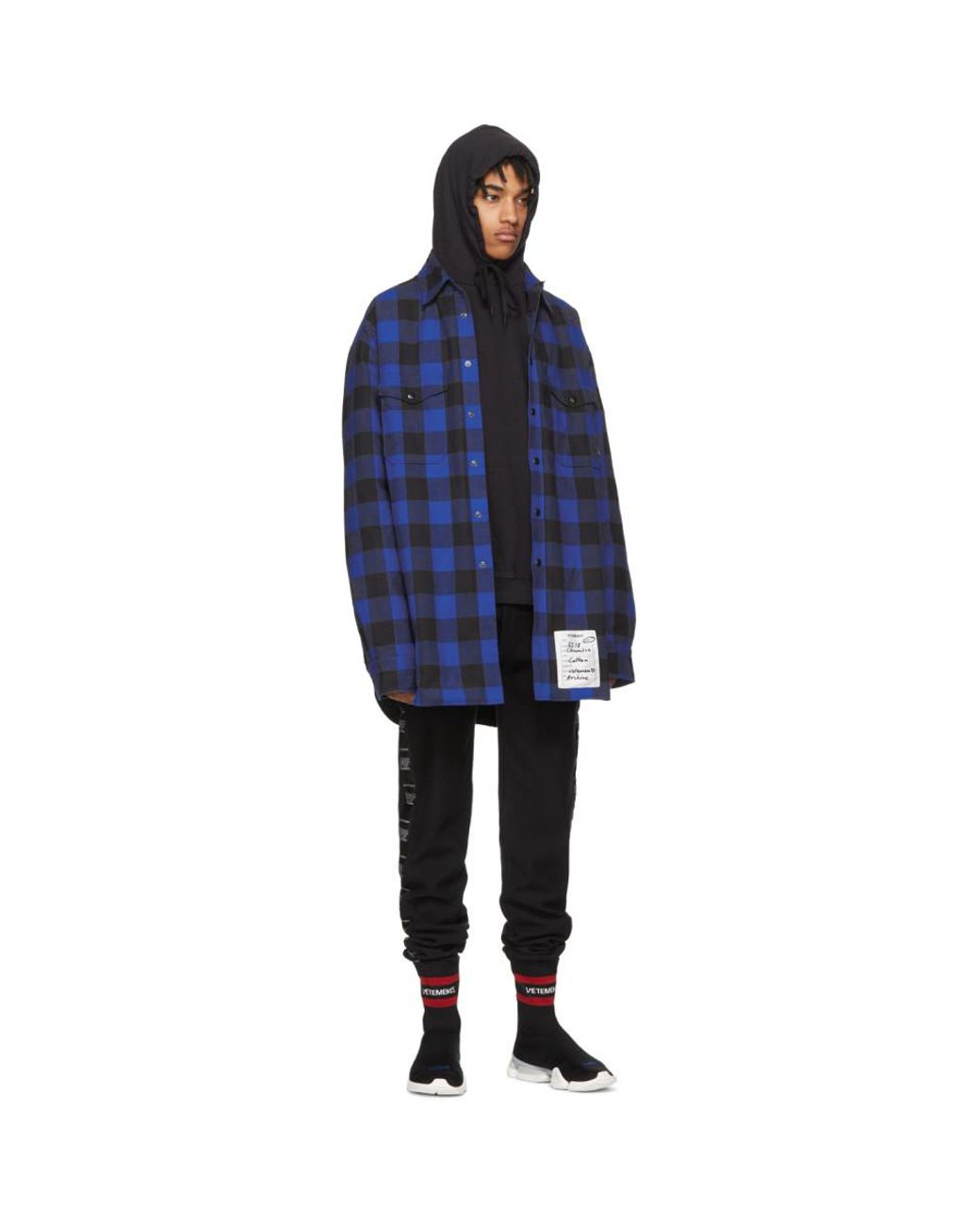 Vetements Blue Oversized Flannel Shirt 