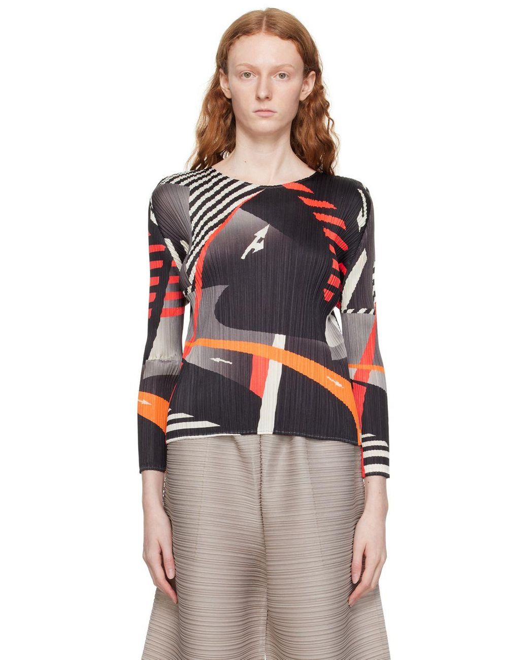 Pleats Please Issey Miyake Black Freeway Long Sleeve T-shirt | Lyst