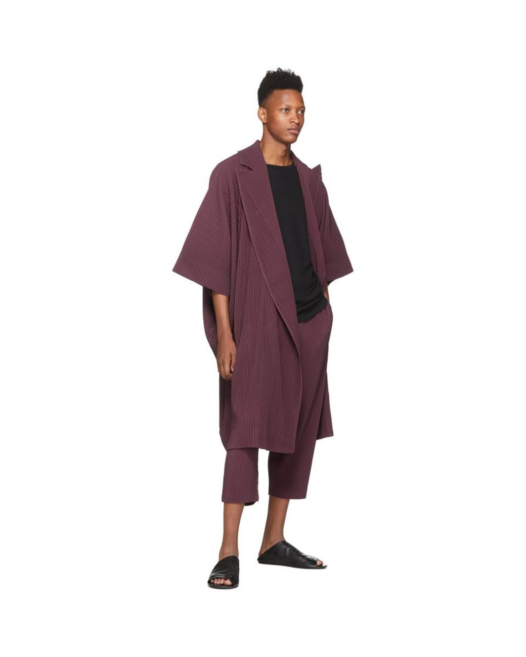 Homme Plissé Issey Miyake Purple Kimono Coat for Men | Lyst