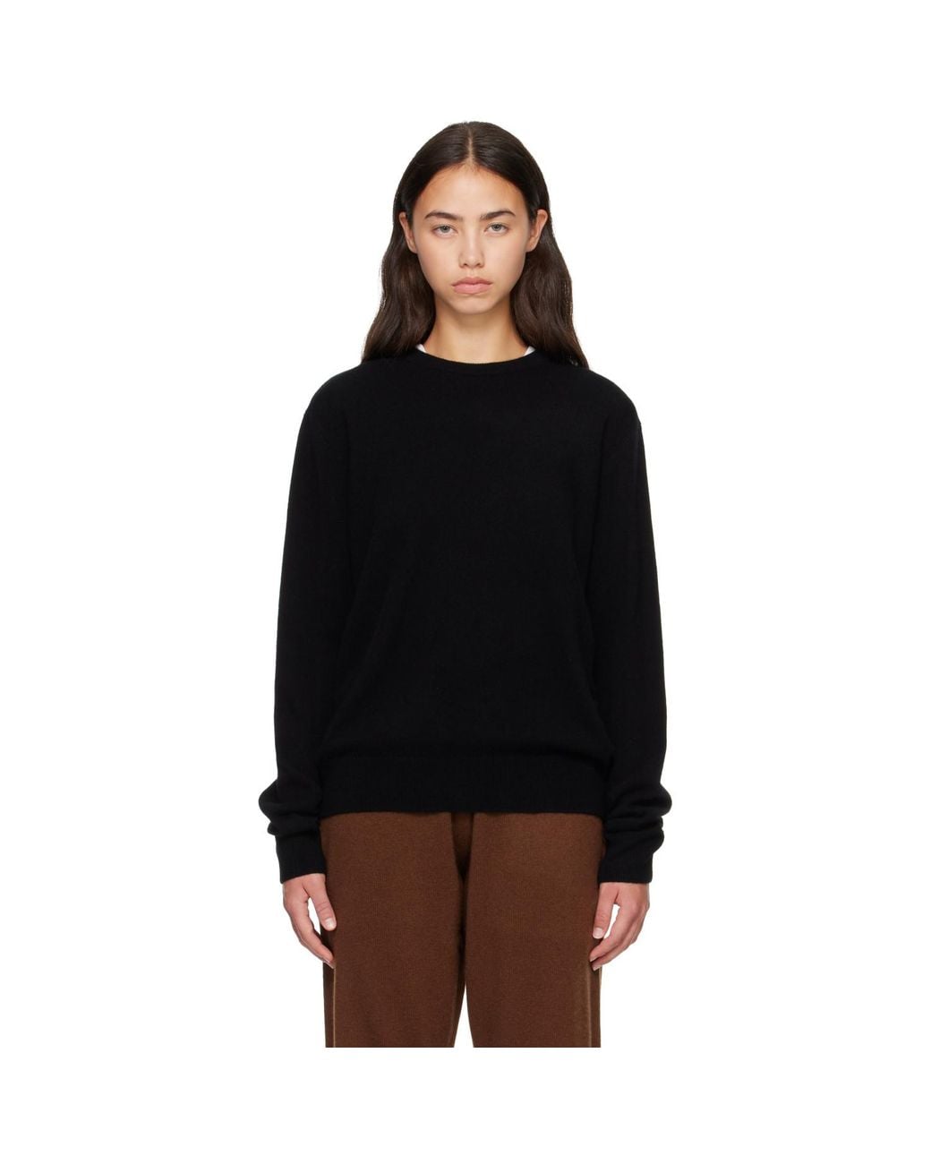 Entire studios Black Knit Cashmere Crewneck Sweater