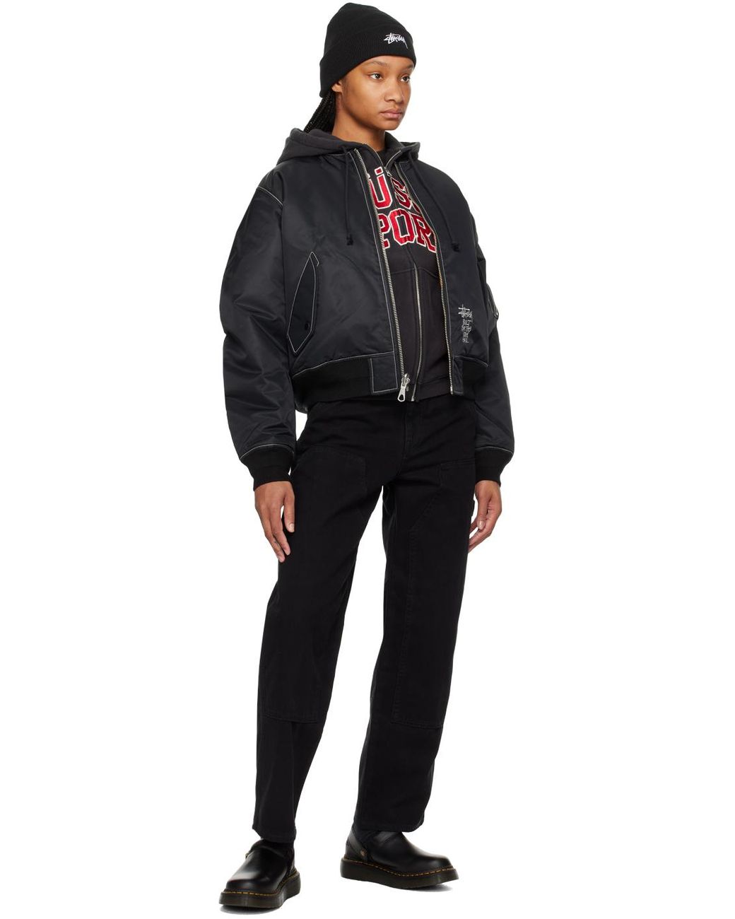 Stussy Built Reversible Bomber Jacket in Black | Lyst UK