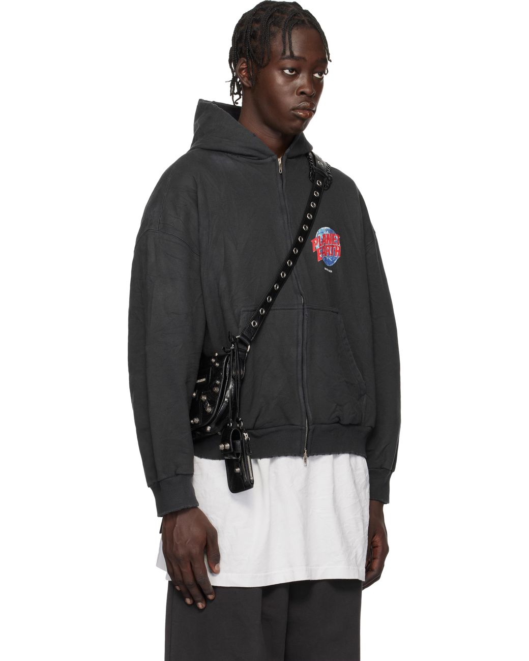 【BALENCIAGA】PLANET EARTH ジップアップ HOODIE Men's Planet Earth Zip-up Hoodie Regular Fit in Grey