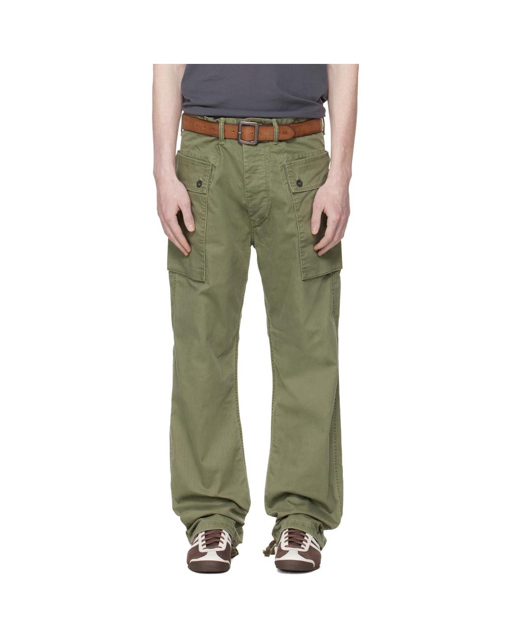 RRL Green Herringbone Field Cargo Pants for men